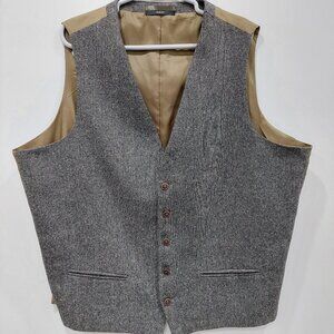 Waistcoat Tweed Brown By Cedar Wood State Ireland, Size XXL/117cm